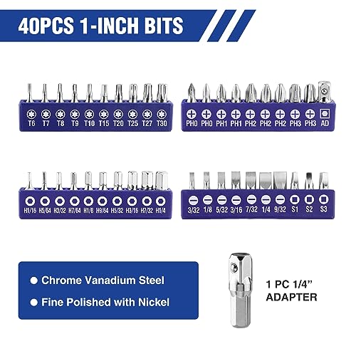 WORKPRO 61PC Magnetic Screwdriver Bits & Nut Driver Set with Organizer Bag, DIY Tools & Equipment for Men Women Mechanic, Herramientas Tool Bit Kit Home Improvement Gift, Metric & SAE