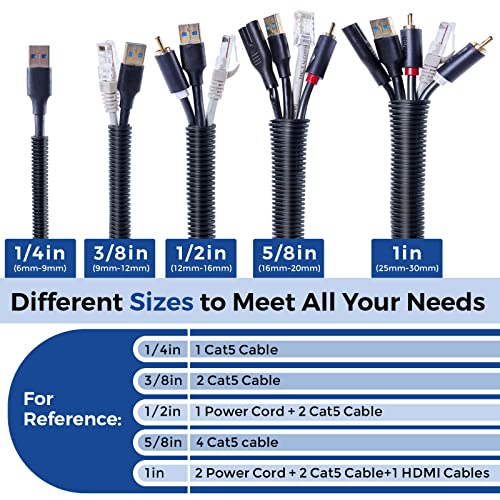 Wire Loom Tubing 1/4’’- 6.6 ft 3/8’’- 6.6 ft 1/2’’- 6.6ft, Black - color: Black, size: 1/4"-6.6ft 3/8”-6.6ft 1/2”-6.6ft