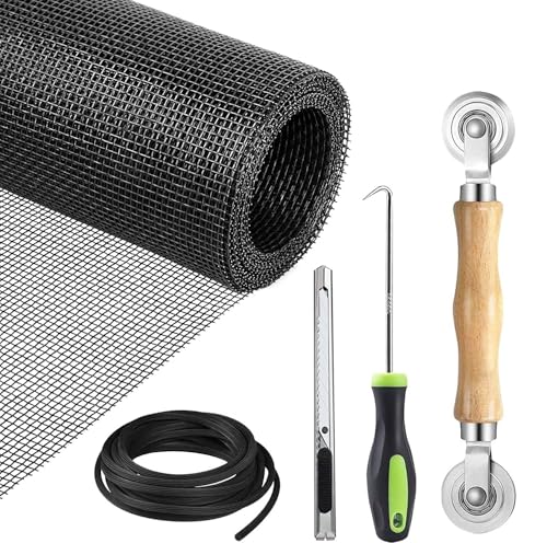 5-in-1 Window Screen Replacement Kit with 59" x 106" Polyester Mesh - size: 5 in1 with Window Screen
