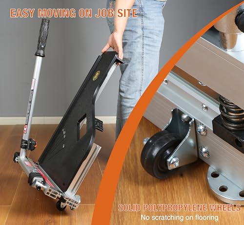 CUTTEREX 13” Laminate/Vinyl Floor Cutter–JUST ONE STEP Easy Angle & Length Cutting, Flooring Tools - Cuts Vinyl Floor, Engineered Wood, LVP, LVT, VCT, SPC, WPC, HSS Blade Mounted, Wheels