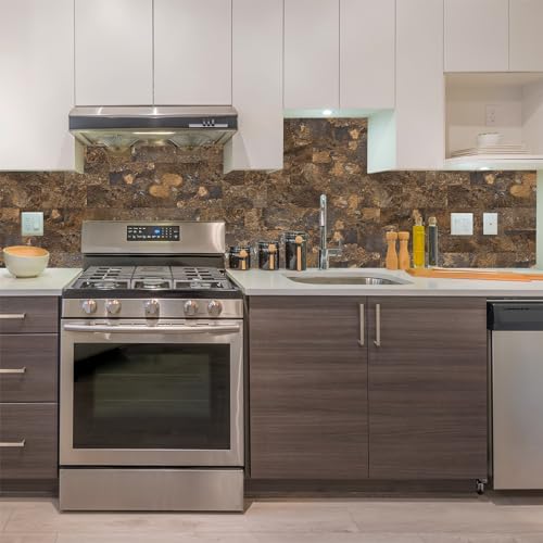 StyloVue 100 Pieces Peel and Stick Backsplash for Kitchen, 3" x 6" PVC Subway Tile 2026 Upgraded Rust Slate Backsplash Stick on Tile Elevate Kitchen, Bathroom, Fireplace,RV - color: Rust Slate