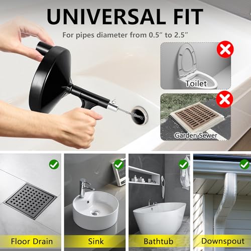 Drain Auger 25 Ft with Gloves, Heavy Duty Plumbing Snake Drain Clog Remover