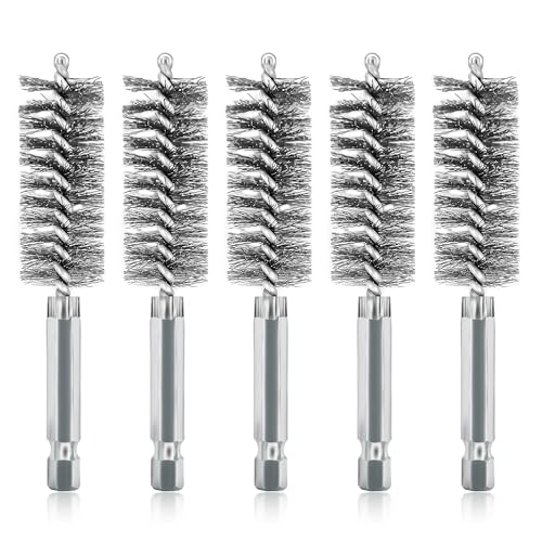 5Pcs 3/4" Stainless Steel Wire Bore Brush for Power Drill Cleaning - size: 19mm | 3/4"