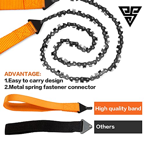 Pocket Chainsaw 24"-31"Two-sided Teeth,3X Faster with Cutting Blade ON Every Link,Best Compact Folding Hand Saw Tool for Survival Gear,Camping,Hunting - size: 24 inch