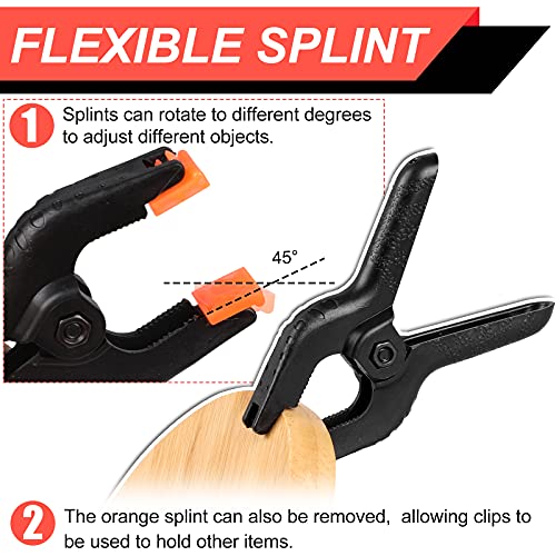 12 Pack Plastic Spring Clamps, 3.5inch Small Heavy Duty Clips for Crafts, Backdrop Stand, Woodworking, Photography Studios (Black) - size: 12 Pack,3.5inch