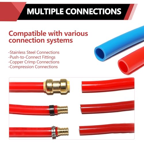EFIELD 1/2 inch 2 x100 ft Pex-b Pipe/Tubing, Blue & Red 200 ft Length - size: 1/2 inch, 2x100 ft, style: Pipe Only