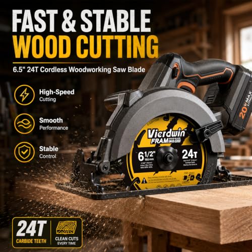 6-1/2" 24T Carbide Circular Saw Blade, 5/8" Arbor, 1-Pack for Wood - size: 6-1/2'' 24T(1pc)