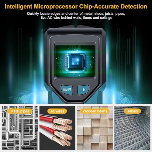 Stud Finder Wall Scanner - 5 in 1 Stud Finder Tool w/Smart Chip and HD LCD Display, Stud Detector Beam Finders for the Center and Edge of Wood AC Wire Metal Studs Joist Pipe (Dark Aqua) - color: Dark Aqua