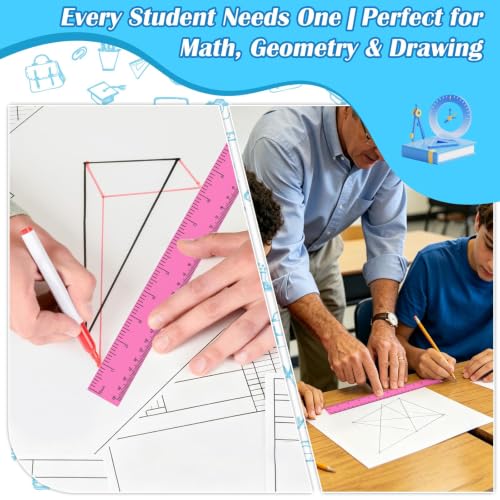 36 Pack 12" Clear Pink Plastic Rulers, Back to School Measuring Supplies - color: Pink