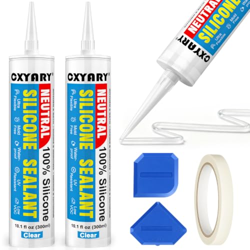Silicone Caulk & Sealant Clear, 2Pack - 100% Silicone Sealant (300ml) - color: Clear, size: 2 Pack