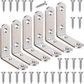 6 Pcs L Bracket Corner Brace Stainless Steel 65x65mm 90 Degree Small Shelf Brackets for Wood, Shelves, Heavy Duty Support Joint Right Angle Braces with Screws - size: 6PCS-Silver 65*65mm/ 2.5in