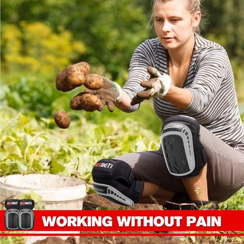 REXBETI Knee Pads for Men, Anti-slip Construction Gel Knee Pads for Work - color: Gray