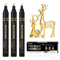 BIGTHUMB 3Pcs Liquid Chrome Paint Markers, Gloss Mirror Marker, Oil-based Permanent Chrome Maker, Reflective Metallic Pen Markers for Repairing, Model Painting DIY Art Projects, Gold - style: 3PCS Gold