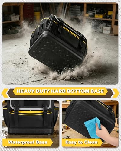12-Inch Tool Bag with Hard Bottom, Electrician Tool Box Organizer