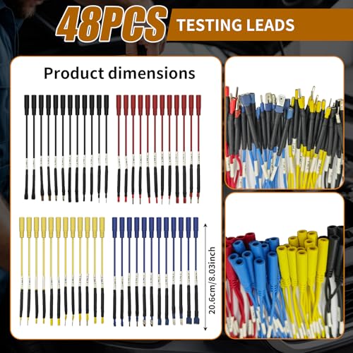 76 Pcs Automotive Circuit Test Lead Kit, Multimeter Test Leads Kit, Electrical Back Probe Kit, Alligator Clip, Acicular Probe, Banana Plug Adapters, Volt Meter Lead (with Carrying Case) - size: 76-piece