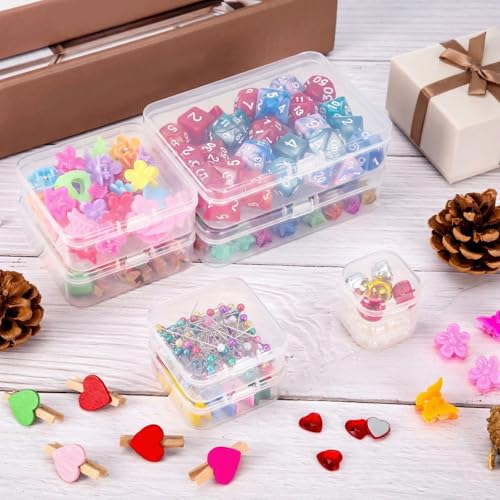 24 Packs Small Clear Plastic Beads Storage Containers Box with Hinged Lid for Storage of Small Items, Crafts, Jewelry, Hardware(2.12 x 2.12 x 0.79 Inches) - size: 2.12 x 2.12 x 0.79 Inches
