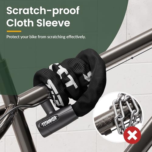 Titanker Bike Chain Lock with Keys, 3.3 Feet Security Heavy Duty Anti-Theft Bicycle Chain Locks for Bike, Motorcycle, Bicycle, Door, Gate, Fence, Grill (6mm, 8mm, 10mm Thick Chain) - color: Black-8mm Chain