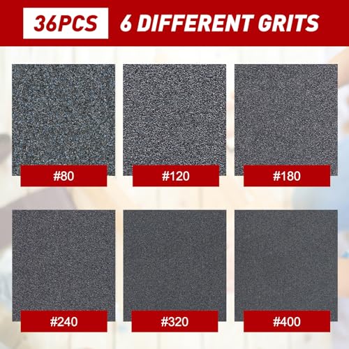 36 PCS Sanding Sponge Block 80-400 Grit Wet Dry Sandpaper for Wood Metal - color: 80-400g, size: 36 Pcs