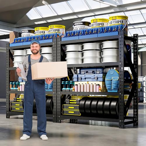 Heavy Duty Metal Shelving Units, Garage Shelves & Storage System - size: 59"W x 24"D x 69"H