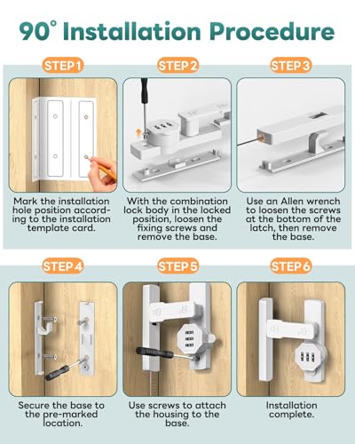 Keyless 90/180 Degree Sliding Barn Door Lock Latch, White-2PCS - color: White-2PCS