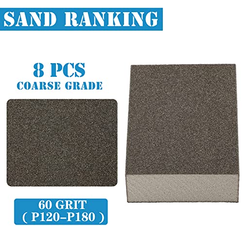 8Pcs 80 Grit Sanding Blocks, Jamiikury Coarse Sanding Sponge Washable and Reusable, Wet Dry Sandpaper Sponge for Wood Metal FurniturePaint and Drywall - size: 80 Grits