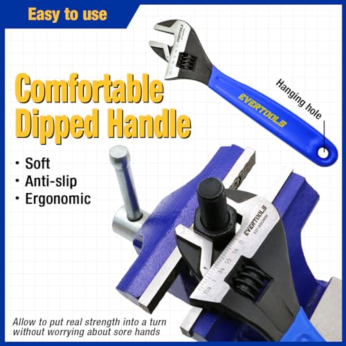 3-Piece Adjustable Wrench Set (6/8/10 Inch) - Heavy Duty Chrome Vanadium Steel, Non-Slip Ergonomic Grip, Black Oxide Finish - Ideal for Cars, Bikes, Plumbing & DIY
