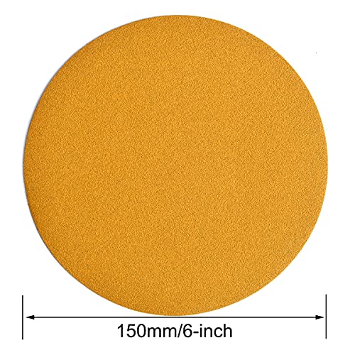 6-Inch No-Hole Hook and Loop Gold Sanding Discs 150-Grit, 100-Pack - size: 150 Grit