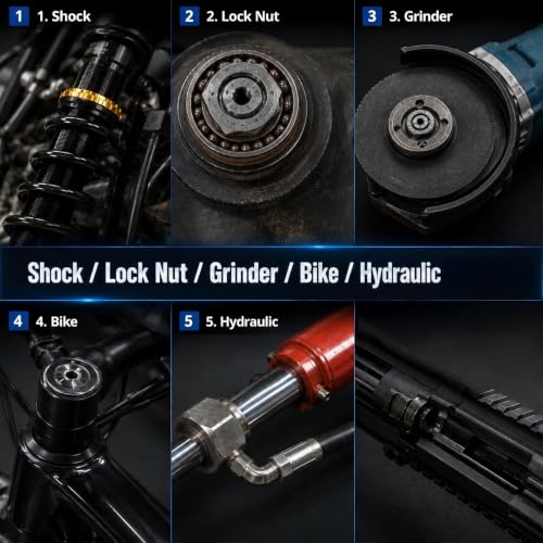 Adjustable Pin Spanner Wrench Set, Heavy Duty Shock & Lock Nut Tool