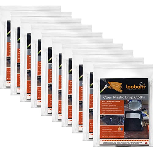 10 Piece Painter Plastic Drop Cloths Sheet,Waterproof Anti-dust Cover,9x12 Feet Disposable Tarp for Painting for Couch/Furniture Cover - size: 10 Sheets