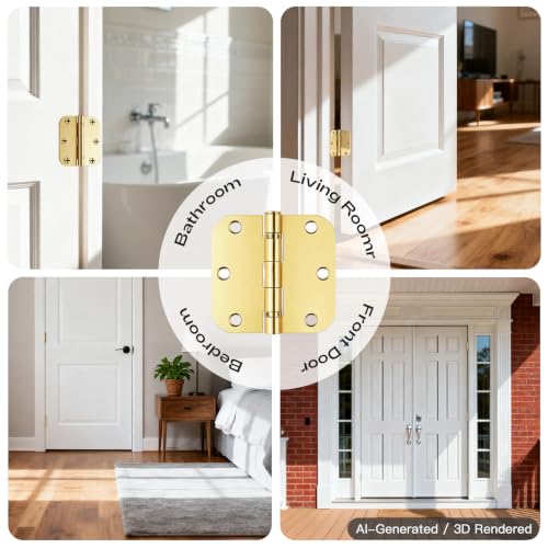 18 Pack Polished Brass Door Hinges 3.5 Inch 5/8" Radius No-Squeak - color: Polished Brass Ball Bearing, size: 18 Pack