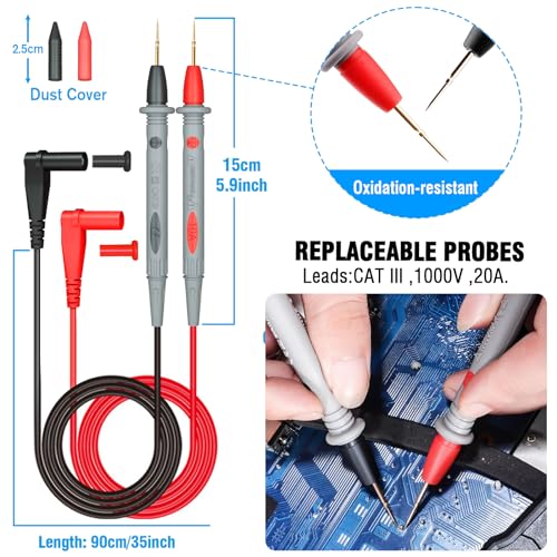 Electrical Multimeter Test Leads Set with Alligator Clips Crocodile Alligator Clips Electrical Test Hook Test Probes Lead Professional Kit for Electric Circuit Connection, DIY School Experiments - color: Test Kit-4