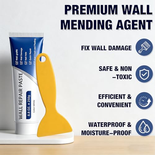 Efficient Drywall Patch Repair Kit with Scraper, 2026 New Quick Drying Wall Mending Agent White Spackle Wall Repair Paste Wall Repair Agent Tile Gap Fille for Holes & Cracks Nail Holes