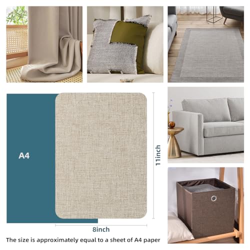 WILDREEDS 2 Pcs 8 x11 Inch Linen Repair Patches, Self-Adhesive Fabric Patch for Sofas, Couch, Furniture,Tote Bags, Car Seats (Beige) - color: Beige