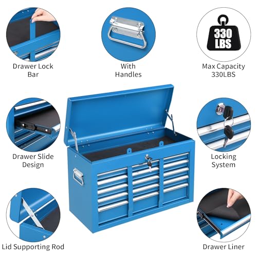 Winado 24" Portable Tool Box, 5 Drawer Tool Chest, Blue - color: Blue