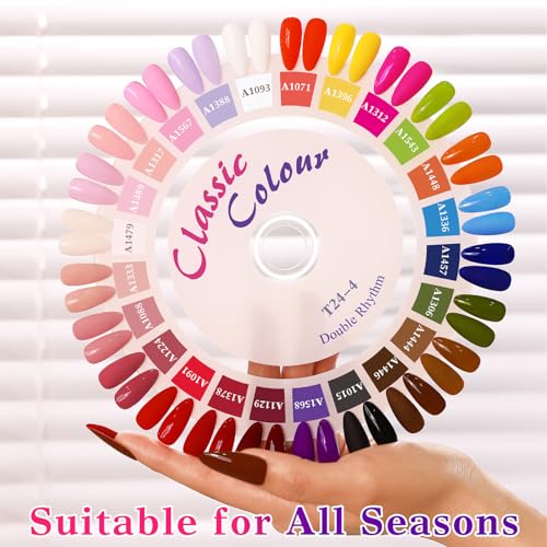 Double Rhythm 28Pcs 0.5Oz Gel Nail Polish Set Same Color Same Bottle Gel Polish Kit Nail Art Manicure Salon DIY at Home for Women (Red Pink Collection-T24-4) - color: Red Nude Pink