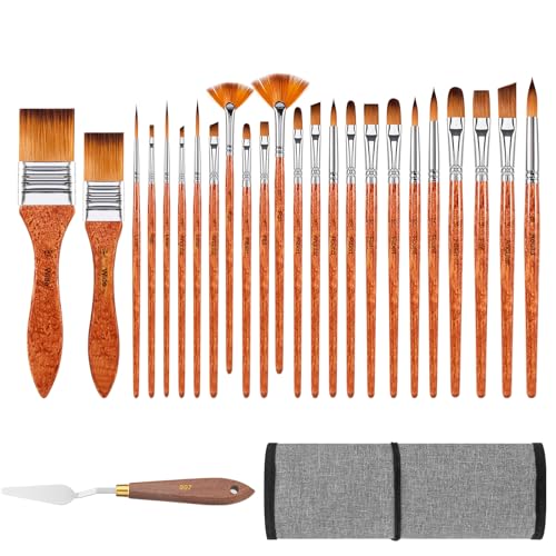 25Pcs FENORKEY Paint Brushes for Acrylic, Watercolor & Gouache Painting