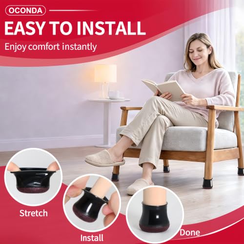 OCONDA 24 PCS Chair Leg Floor Protectors Black, Extra Small, 1/2''-3/4'' - color: Black, size: Round S