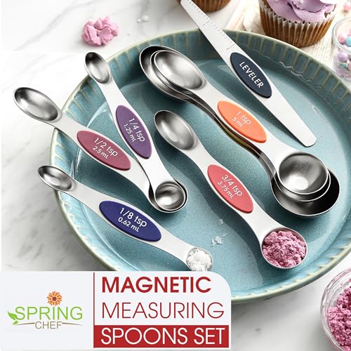 Spring Chef Stainless Steel 8 Magnetic Measuring Spoons, Mountain Sunrise - color: Mountain Sunrise, size: 1-Pack