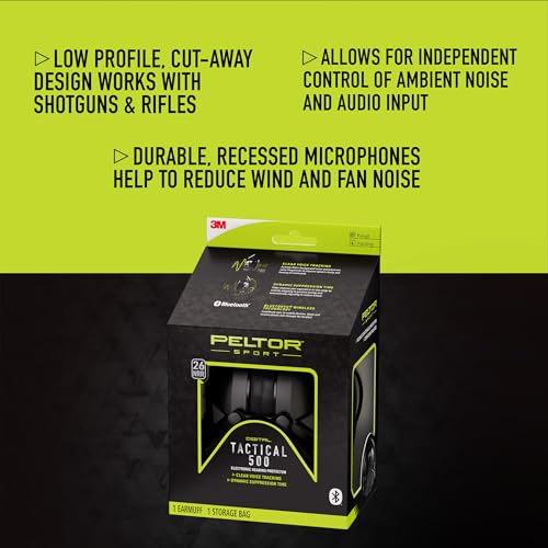 Peltor Sport Tactical 500 Bluetooth Hearing Protection Ear Muffs, 25 dB NRR