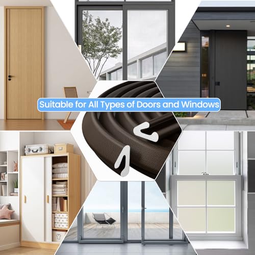 33ft V-Shape Thin Foam Weather Stripping Door Frame Seal,Brown - color: Brown, size: 33 FT