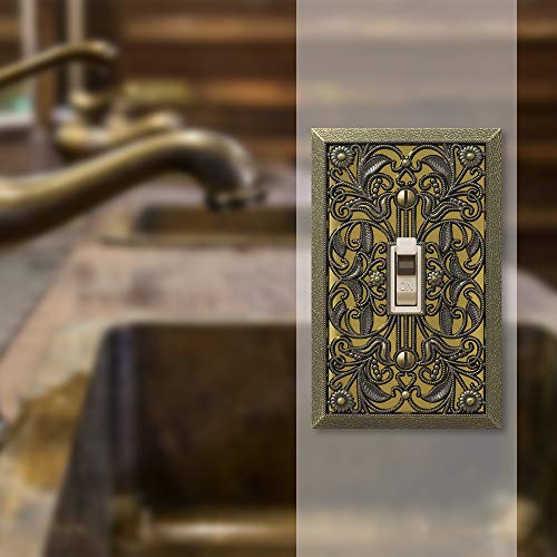 Amerelle 65TAB Filigree Wallplate, 1 Toggle, Antique Brass (Pack of 2) - size: 1 Toggle (Pack of 2)