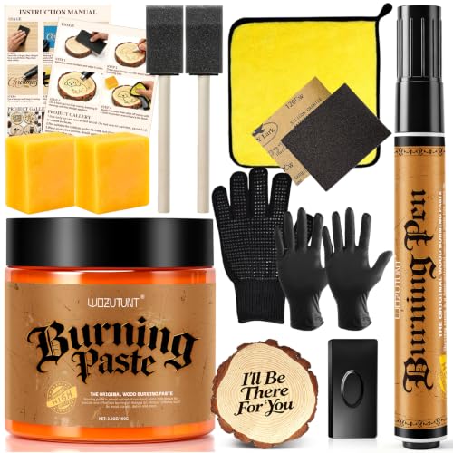 13PCS Wood Burning Paste Kit, 4OZ Wood Burning Gel with Single Sided Wood Burning Pen Marker for Easy Application & Beautiful Engravings, Ideal DIY Craft Kit for Beginners and Handmade Enthusiasts