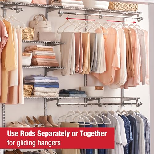 Rubbermaid Configurations Deluxe Custom Closet Kit 4-8 Ft. Adjustable Metal Wire Shelving Titanium Finish Expandable Organization System Hardware Included for Home Closet/Pantry/Laundry/Mudroom - color: Titanium, size: 4-8 Feet