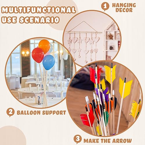 Leinuosen 50 Pcs Dowel Rods Wood Sticks 5/16 x 36 Inch Long Unfinished Wooden Dowel Rods for Crafts Wooden Closet Rod for Closet Building Mixing Creating Painting DIY Craft Projects - size: 5/16 x 36 Inch