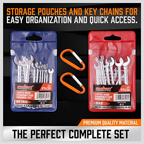 HORUSDY 20-Piece Mini Wrench Set, Small Wrench Set, Metric and SAE Mini Combination Wrench Sets - style: 20-Piece Mini Wrench SetMetric&SAE)