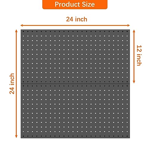 WALMANN 2 PCS 12x24 in Pegboard Panels, 24x24 in Tools Pegboards, Black - color: Black 12"*24", size: 24"*24"