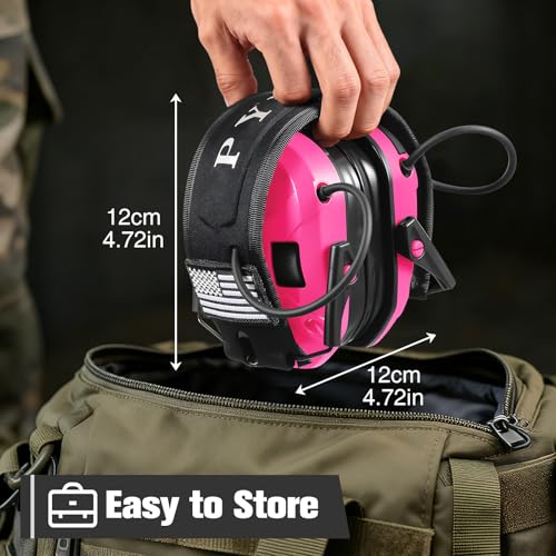 Electronic Shooting Ear Protection w/Gel Pads, 23dB NRR Active Noise Reduction & 3X Amplification Headset for Shooters - color: Pink