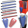 8-Piece Magnetic Socket and Wrench Organizer Set, Metric & SAE, 1/4", 3/8", 1/2" Drive Socket Rail, 24-Slots Wrench Holder with Non-Slip Handle for Toolbox Drawer Storage (Socket Wrench not Included) - style: 8-Piece High-Capacity Combo
