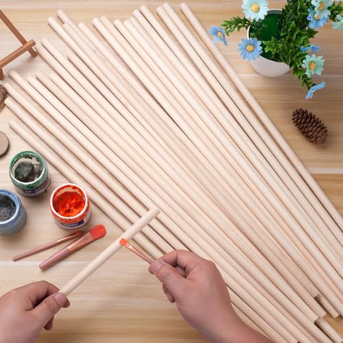 Wood Dowels Wooden Dowel Rods for Crafts, 25PCS 1/2 x 24 Round Macrame Wooden Sticks for Crafting, Unfinished Hardwood Sticks for Arts and DIYers, Tiered Cake Support and Wedding Ribbon Wands - size: 1/2"×24"-25PCS