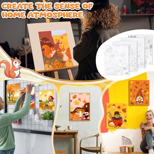 Sherr 140 Pcs 20 Set Pre Drawn Canvas Painting Kit, Autumn - style: Autumn